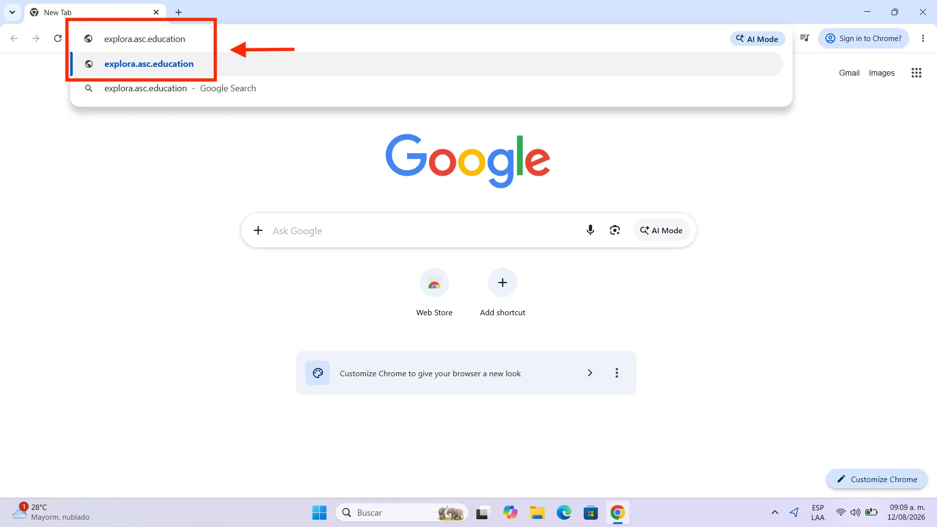 Abrir el navegador — Explora en Windows con Google Chrome