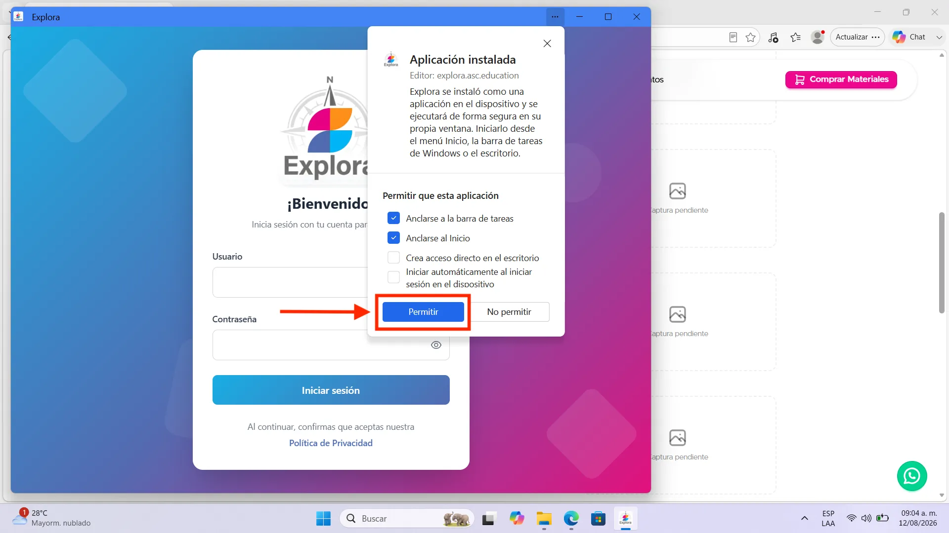 Configurar los accesos de la aplicación — Explora en Windows con Microsoft Edge