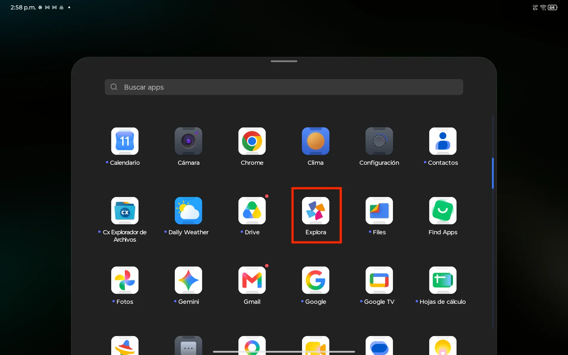 Abrir Explora desde el ícono — Explora en Android con Google Chrome