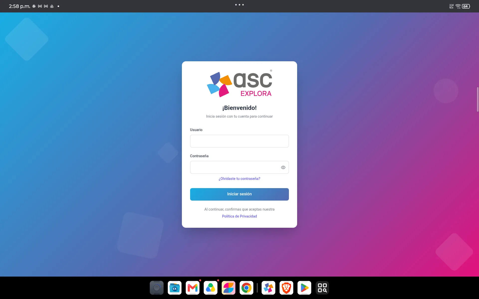 Iniciar sesión y descargar los contenidos — Explora en Android con Google Chrome