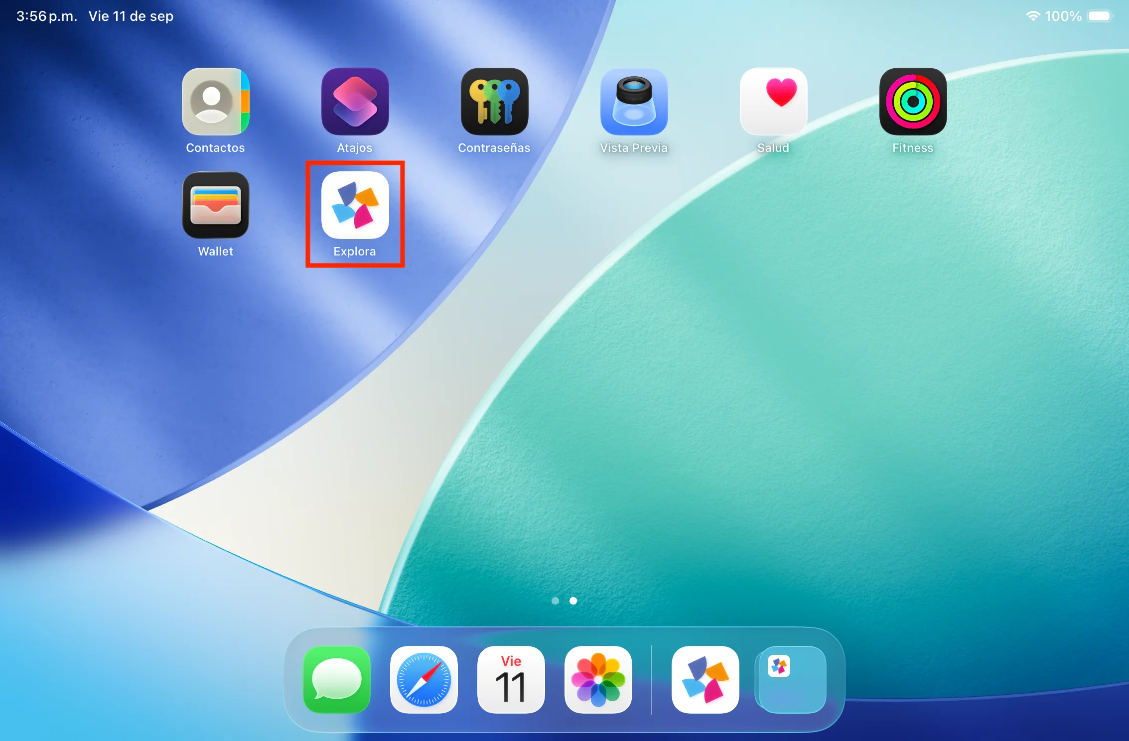 Abrir Explora desde el ícono e iniciar sesión — Explora en iOS / iPadOS con Safari