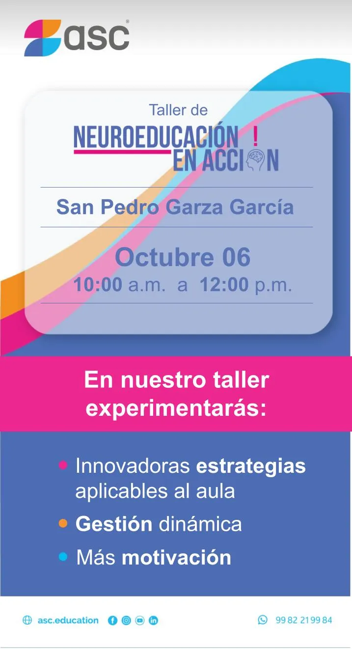 Flyer del evento Taller de neuroeducación en acción
