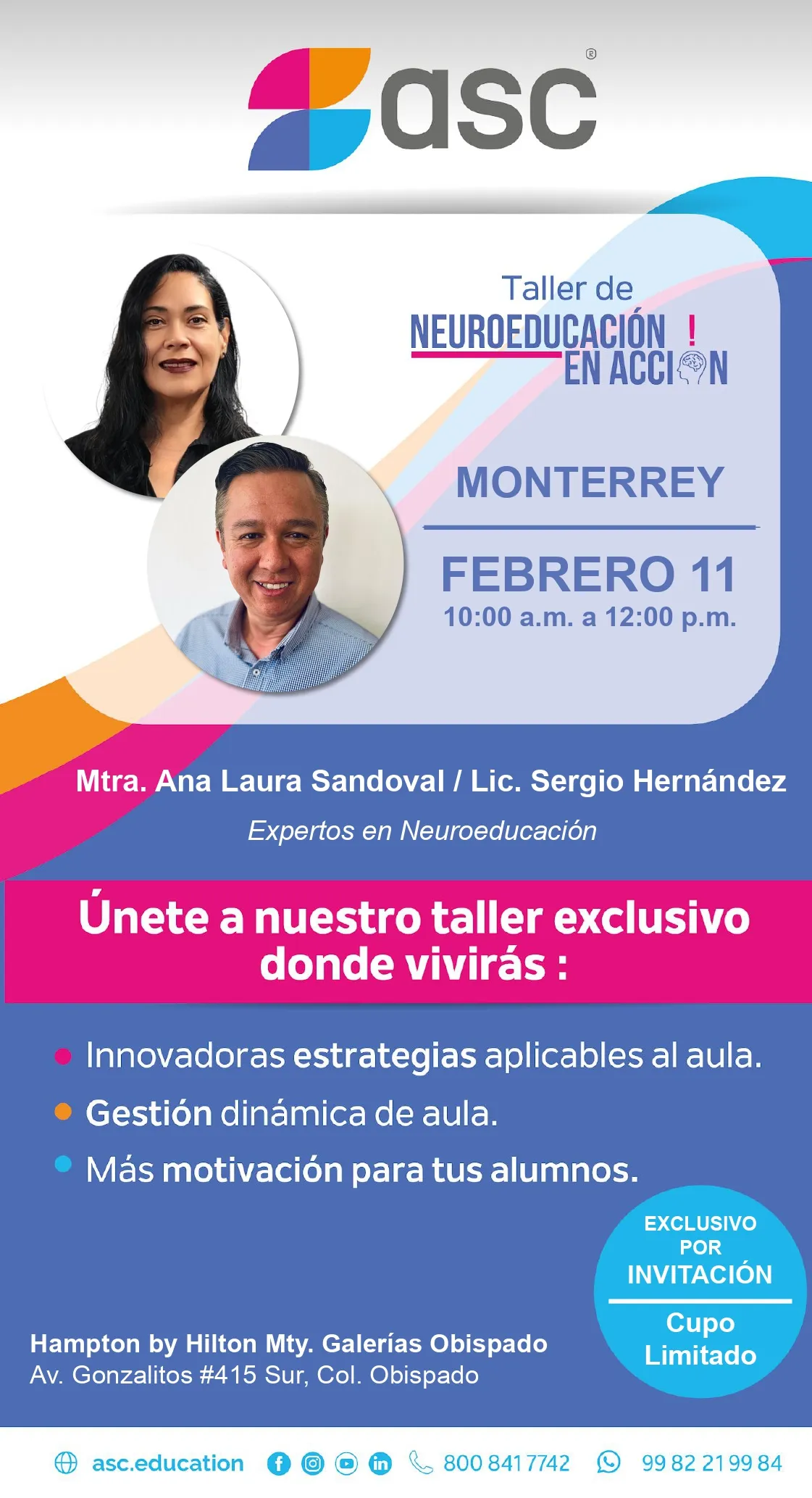 Flyer del evento Taller de neuroeducación en acción