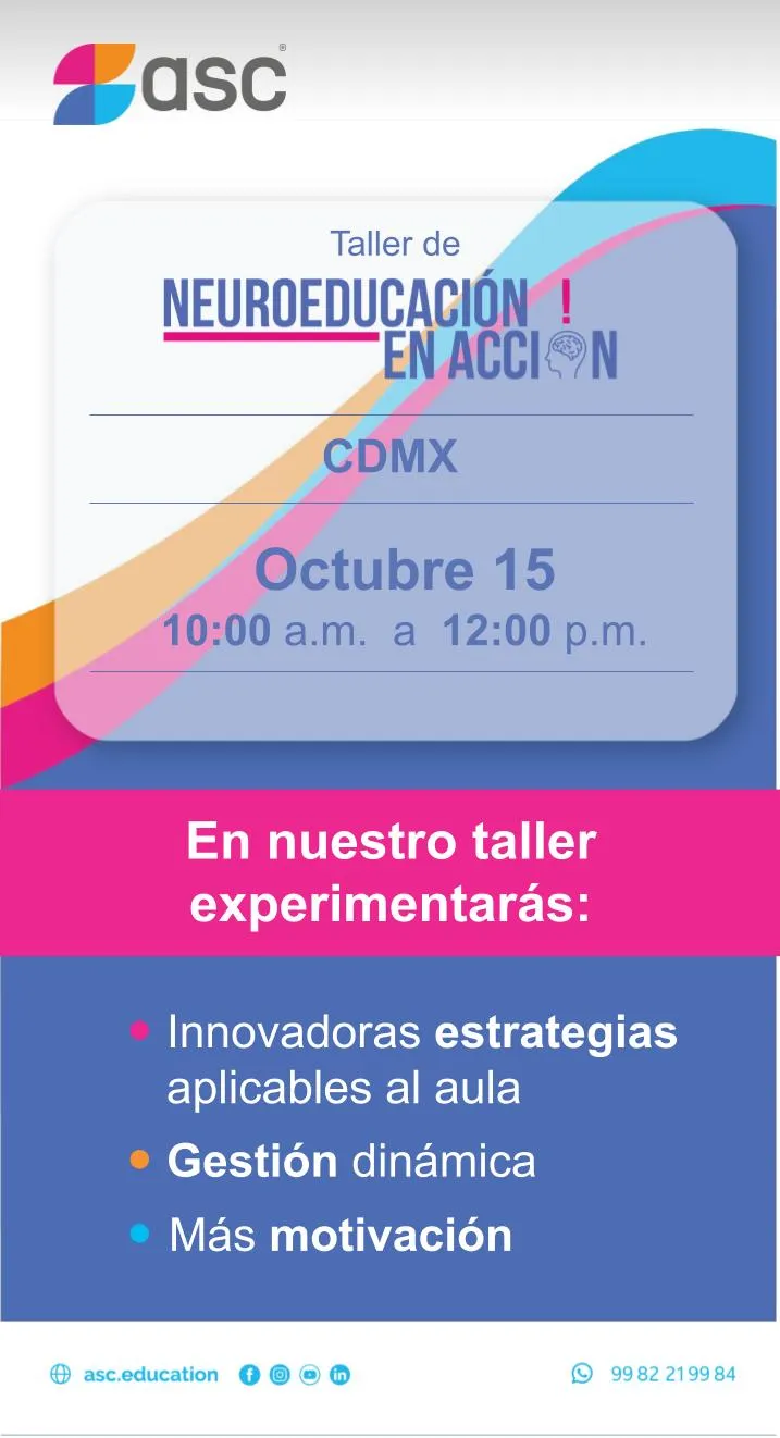 Flyer del evento Taller de neuroeducación en acción