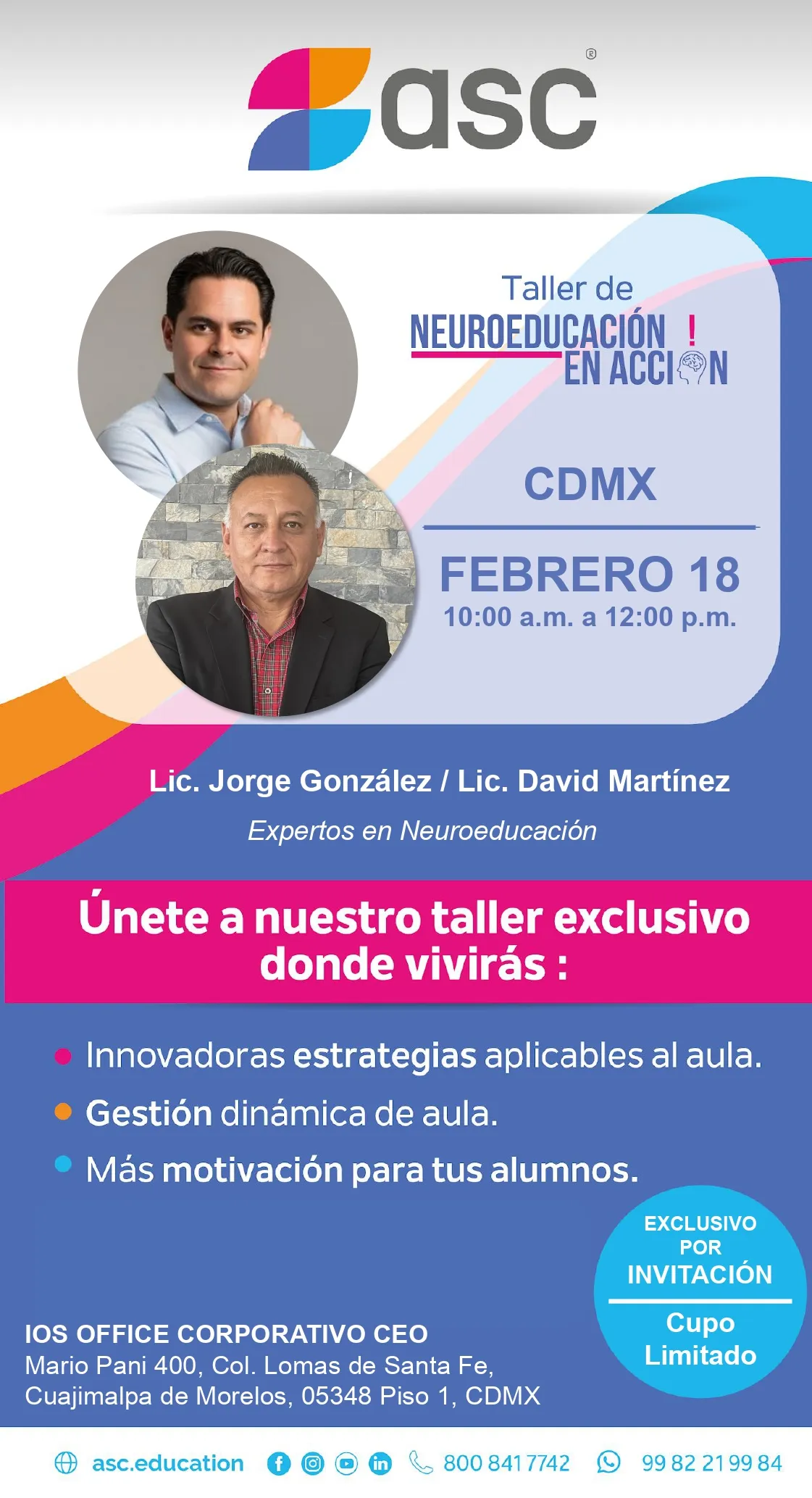 Flyer del evento Taller de neuroeducación en acción