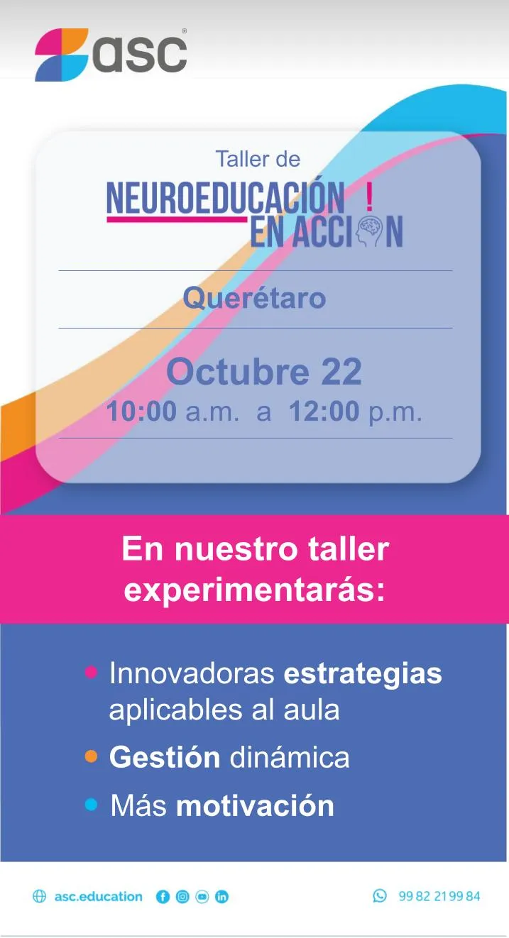 Flyer del evento Taller de neuroeducación en acción