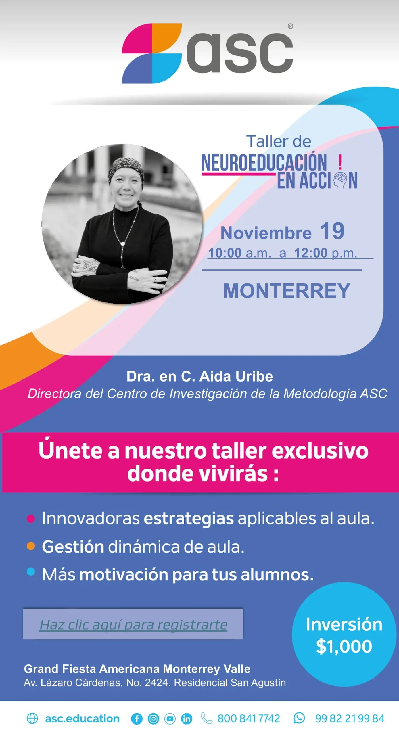 Flyer del evento Taller de neuroeducación en acción